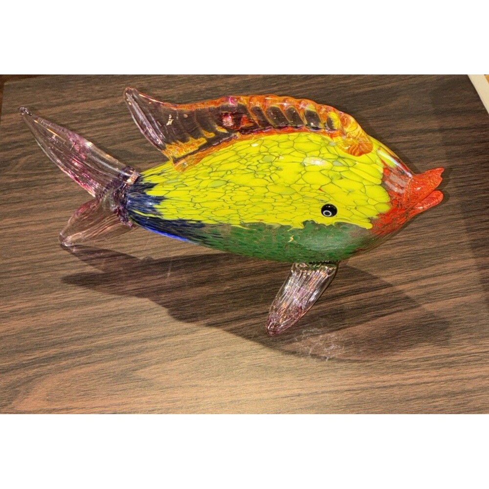 Vintage V. Nason Murano Art Glass Fish Sculpture – Signed – 9” – Damaged